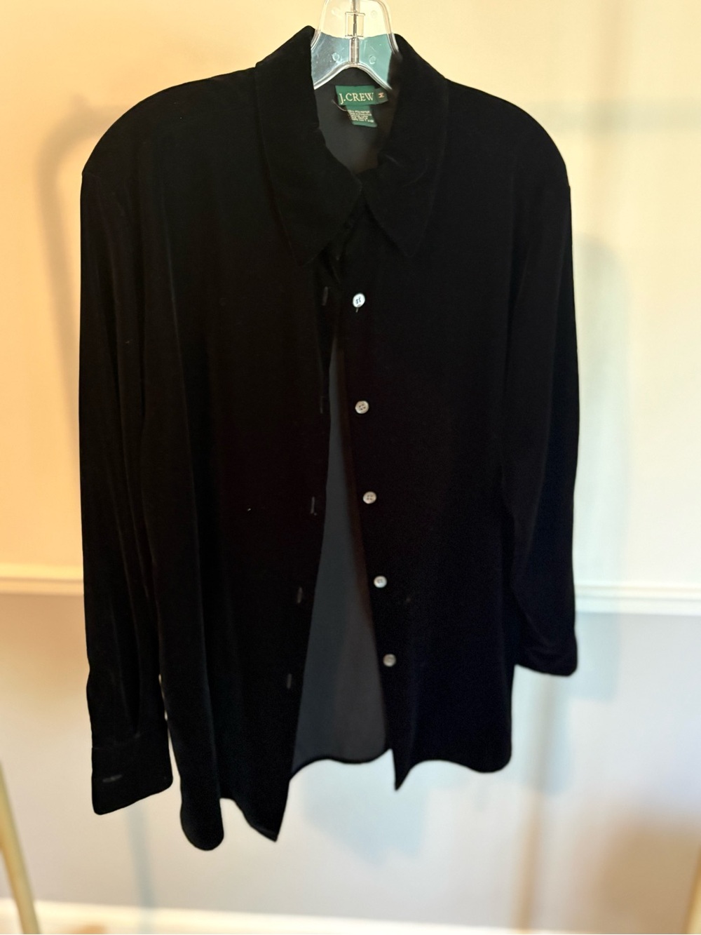 J. Crew Black Button-Up Velvet Oversized Shirt